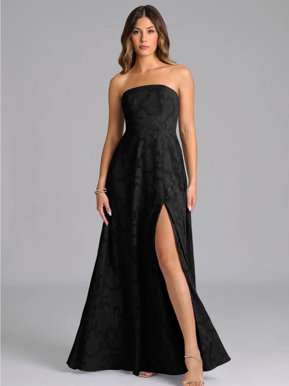 Azazie Wren Black Floral Burnout